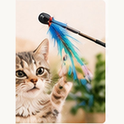 Cat playing with CozyWag wand toy