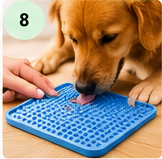 Dog using CozyWag silicone lick mat